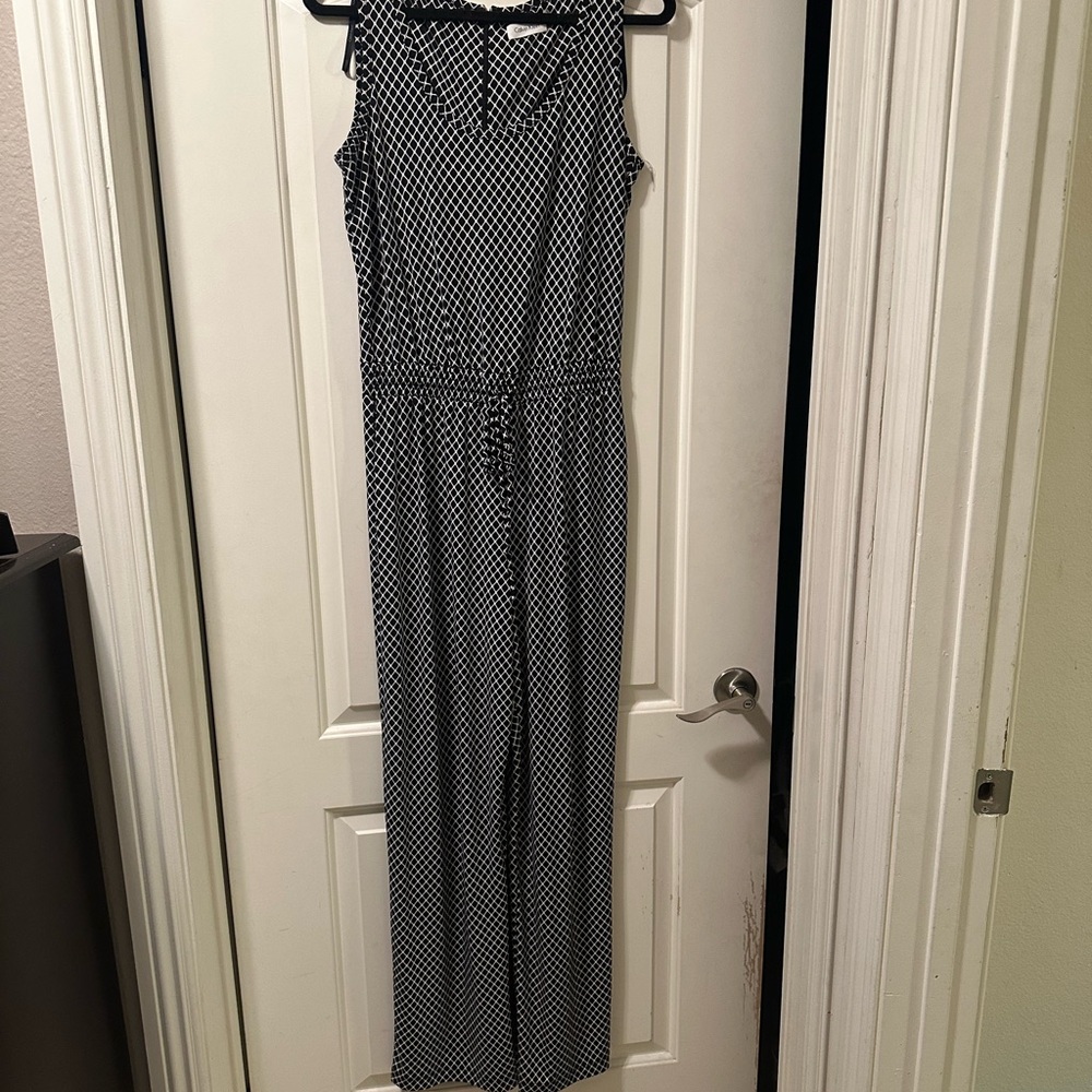 Calvin Klein Black and White Geometric Jumpsuit